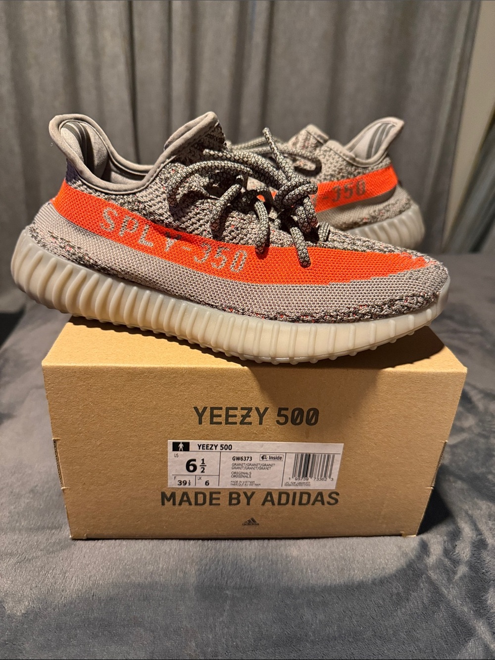 adidas Yeezy Boost 350 V2 Grey with Orange Stripe